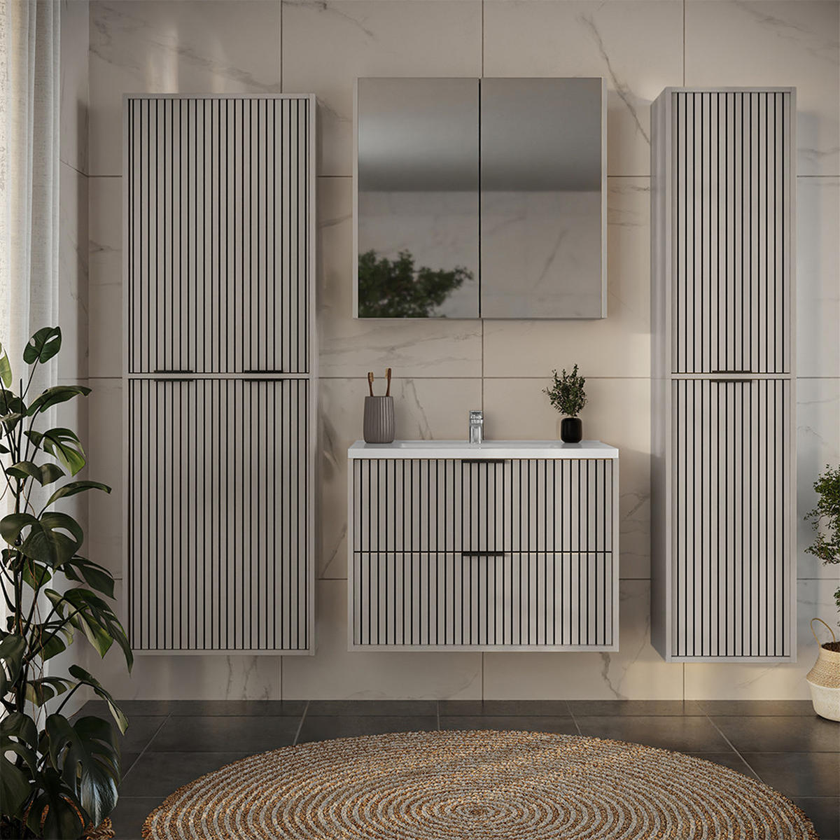 SPIEGELSCHRANK Ruford Cashmere 80 x 75.8 cm mit 2 Spiegeltüren - Kaschmir, Holzwerkstoff (80/75.8/18cm) - Vicco