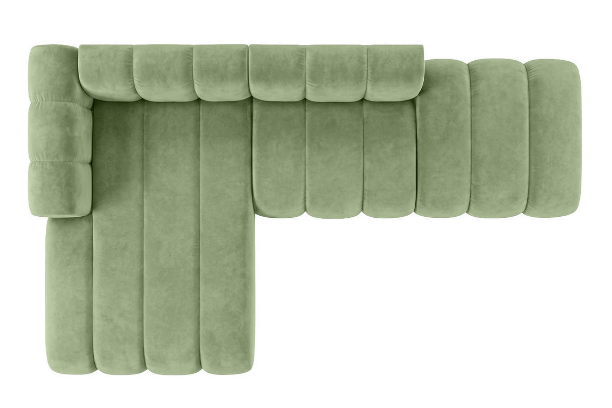 ECKSOFA Modulares In L-Form Mit Hocker, Velvet-Stoff Riviera, Olive, Links, GRAND Mini - Grün, Holz (295/179cm) - Kaiser Möbel