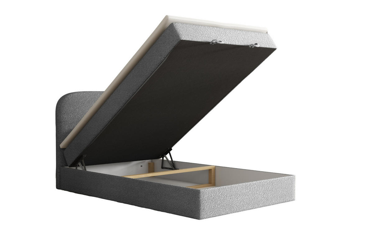 BOXBETT CLOUD 100/200 in Boucle Grau H4 - Grau, Holz/Holzwerkstoff (100/200cm) - Deine Möbel 24