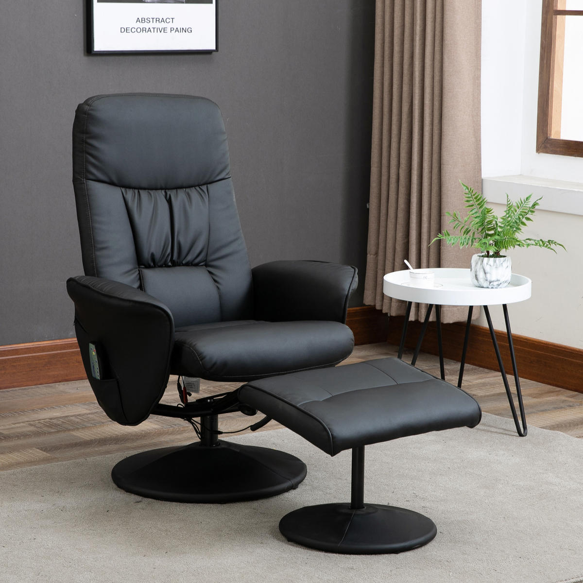 RELAXSESSEL Massagesessel mit Liegefunktion Fußhocker Stauraum TV-Sessel Schwarz - Schwarz, Kunststoff/Metall (81/105/76cm) - HOMCOM
