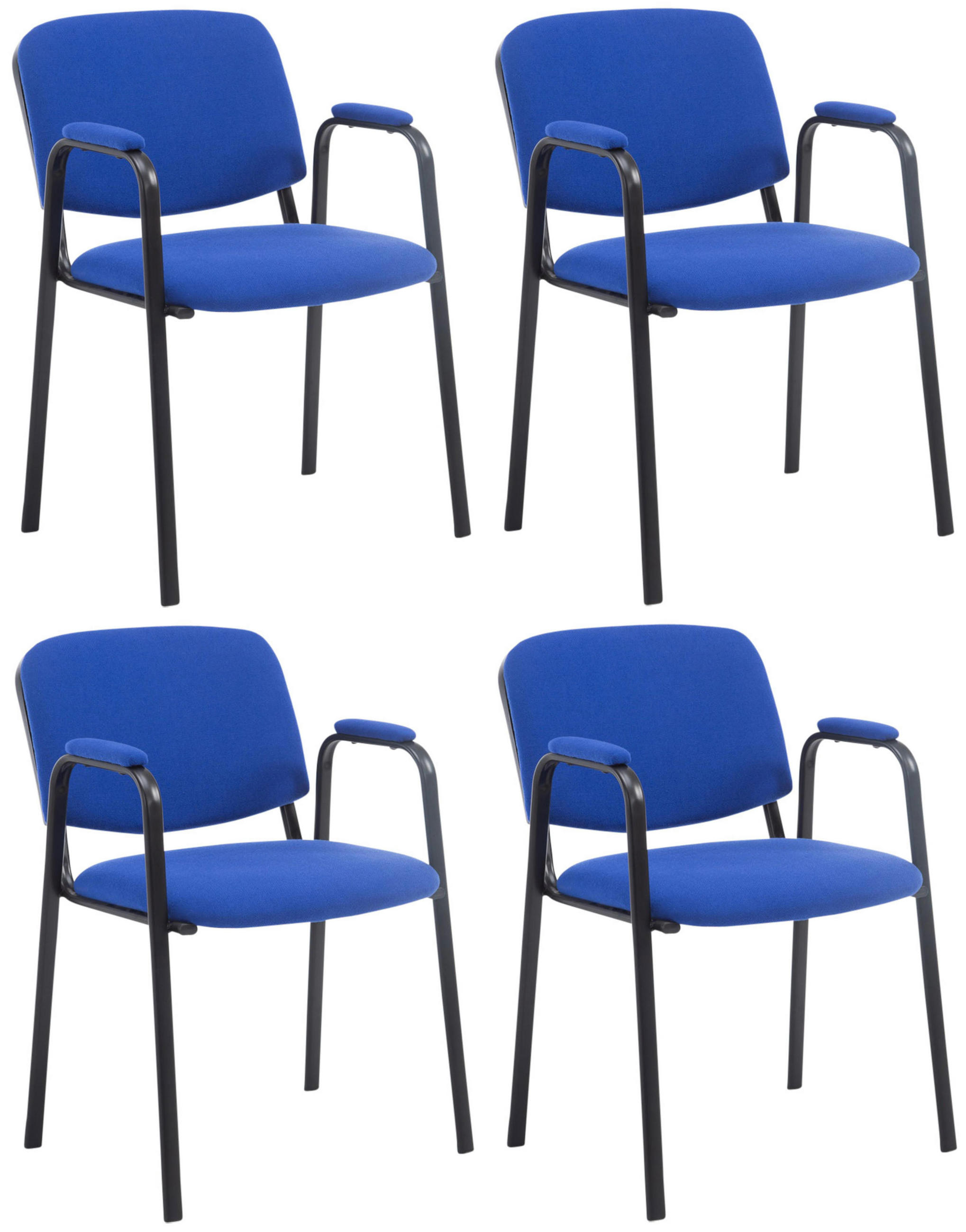 BESUCHERSTUHL 4er Set Stoff blau - Blau/Schwarz, Textil/Metall (53/79/55cm) - CLP