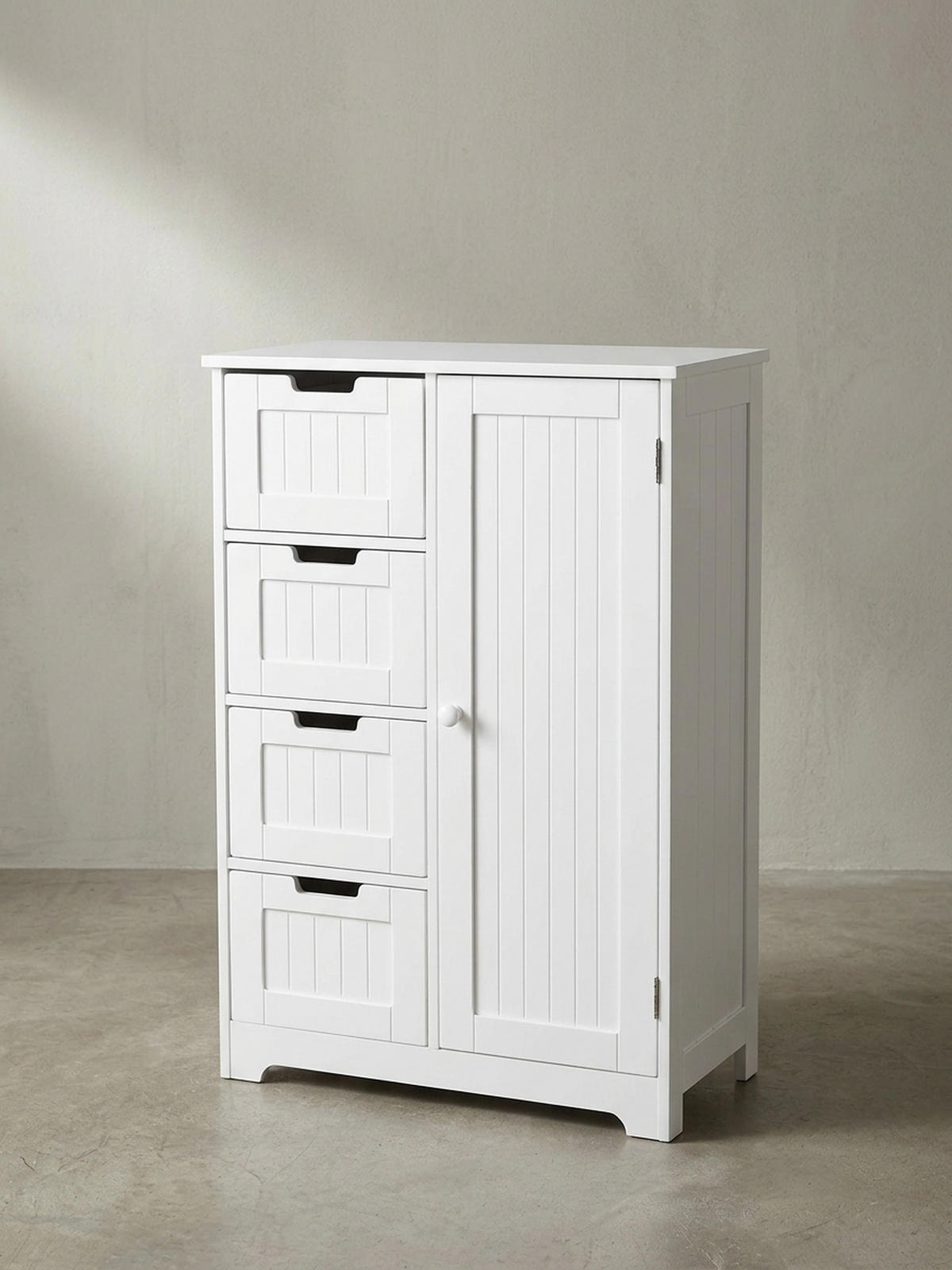 BADSCHRANK Weiß 30x83x30 cm im Landhausstil aus MDF mit 4 Schubladen - Weiß, Holz (56/83/30cm) - KADIMA DESIGN
