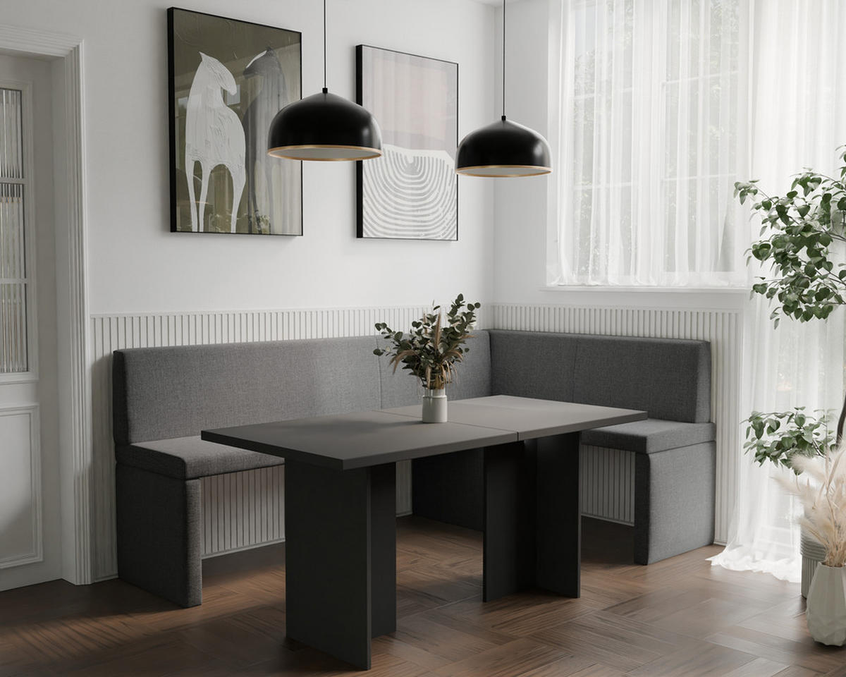 ECKBANK rechts OWEN Webstoff, 128/168 cm Dunkelgrau - Dunkelgrau, Holz/Textil (128/168cm) - Idohome