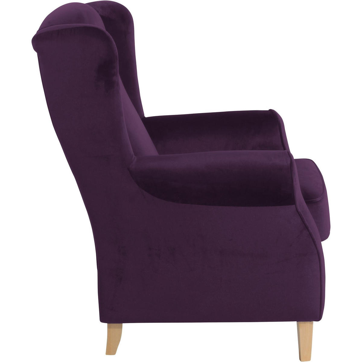 OHRENSESSEL Karlen Bezug Samtvelours Buche natur / purple - Violett/Buchefarben, Kunststoff (86/103/77cm) - 58aufmkessel