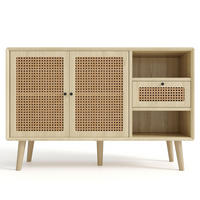 SIDEBOARD Kommode Rattan 1 Schublade 2 Türen Eiche 120cm Modern - Eichefarben, Holzwerkstoff (120/80/40cm) - FLIEKS