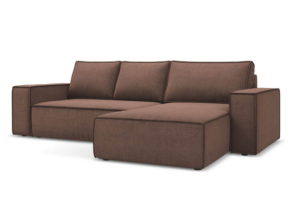 ECKSOFA mit Schlaffunktion Strukturstoff Stoff Pink - Pink/Hellrosa, Kunststoff/Textil (290/185cm) - Makamii
