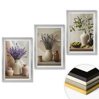 WANDBILDER 3er Set - 40x60 cm Silberner Rahmen - Lavendelblüten, Oliven, Gefäße - Silberfarben, Kunststoff (40/60cm) - ArtPrintCave