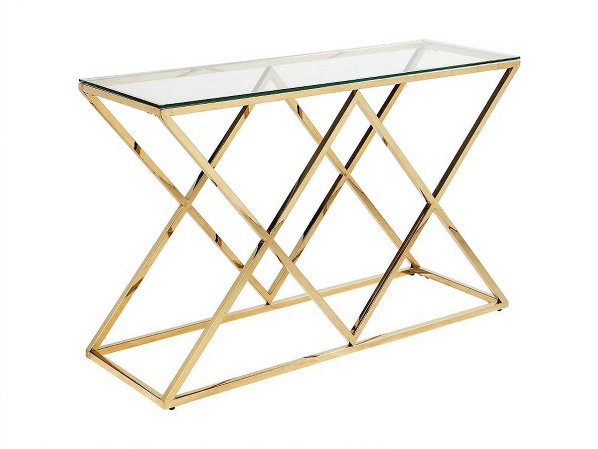 KONSOLENTISCH - 120 cm x 40 cm - glas - transparent, goldfarben Charlotte - Transparent/Goldfarben, Glas (40/120/78cm) - Vente-Unique