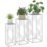 PFLANZENSTÄNDER DE-05420 3er-Set, stapelbar, Metall Weiß - Weiß, Metall (30/30/70cm) - ComfortXL