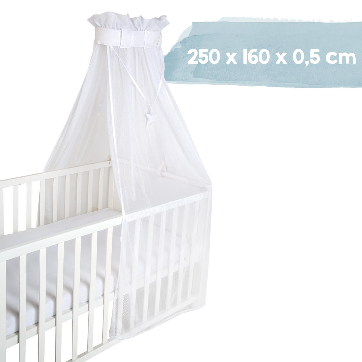 BETTHIMMEL weiß mesh safe asleep® - Weiß, Textil (250/160/0.5cm) - Roba