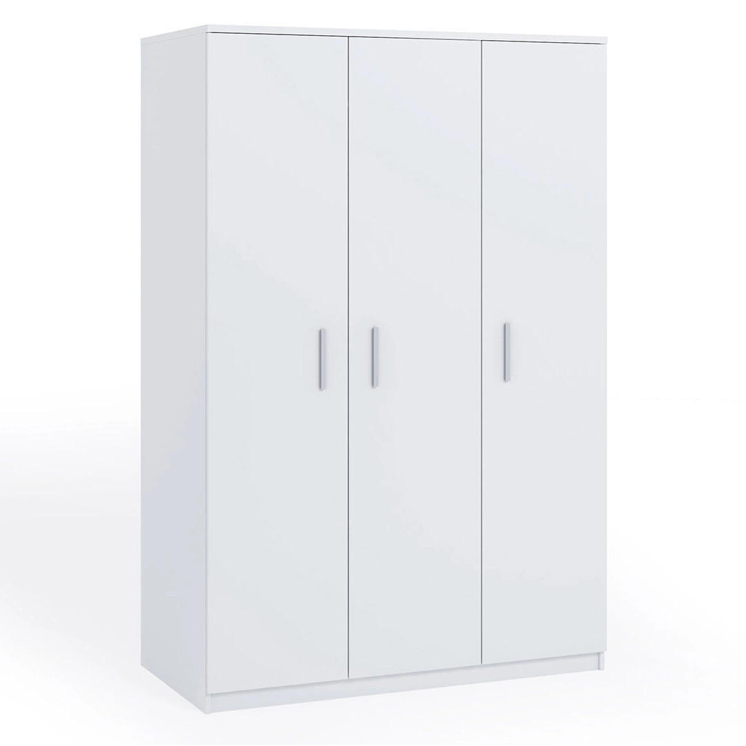 KLEIDERSCHRANK Tamiza 3-türig 135 cm breite - Silberfarben/Weiß, Holzwerkstoff/Kunststoff (135/202/65cm) - Ravio