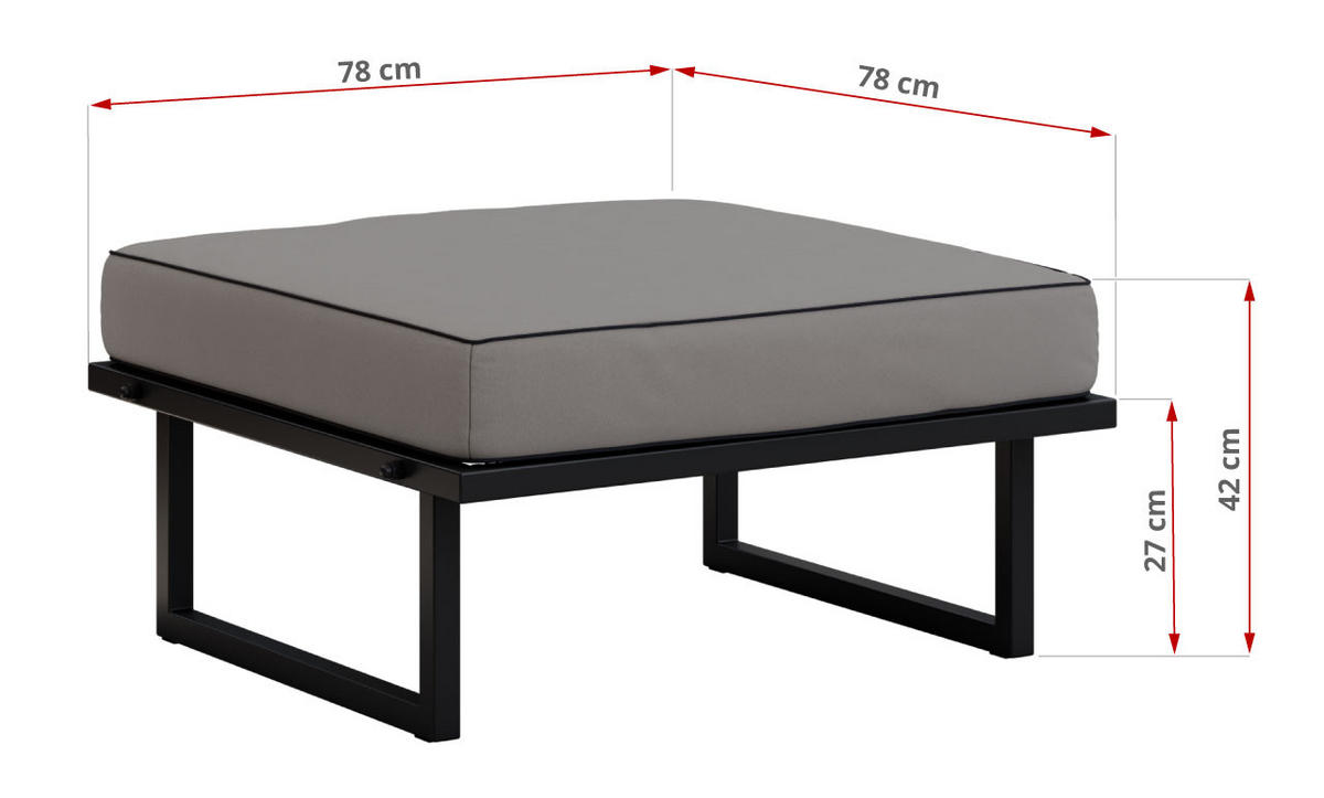 SITZHOCKER Elba - Grau - Grau, Textil (78/42/78cm) - MKS
