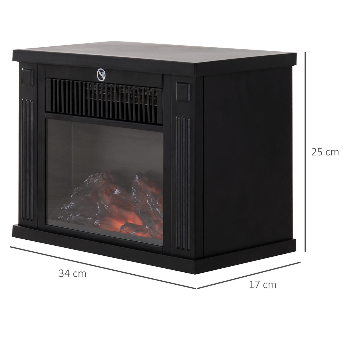 ELEKTROKAMIN, (Modell5) - Schwarz, Metall (17/25/34cm) - HOMCOM