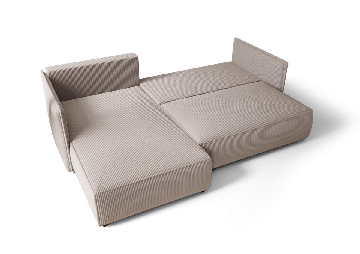 ECKSOFA mit Schlaffunktion MILANO L Poso 055 Links - Hellgrau, Textil (245/185cm) - Bedante