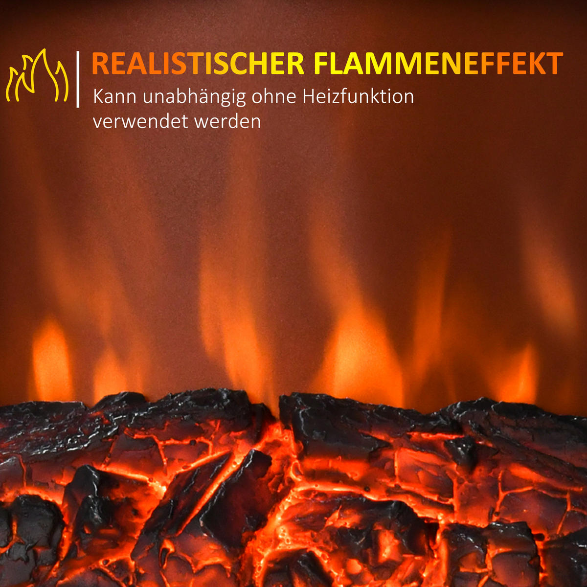ELEKTROKAMIN Kunststoff Hartglas Weiß - Weiß, Kunststoff (24/45.5/36.5cm) - HOMCOM