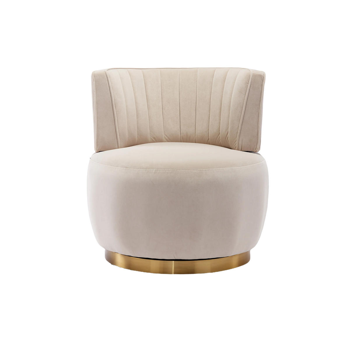 COCKTAILSESSEL 360° drehbar mit Samtbezug, DE-42224, Beige - Beige, Holzwerkstoff (62/69.5/62.5cm) - ComfortXL