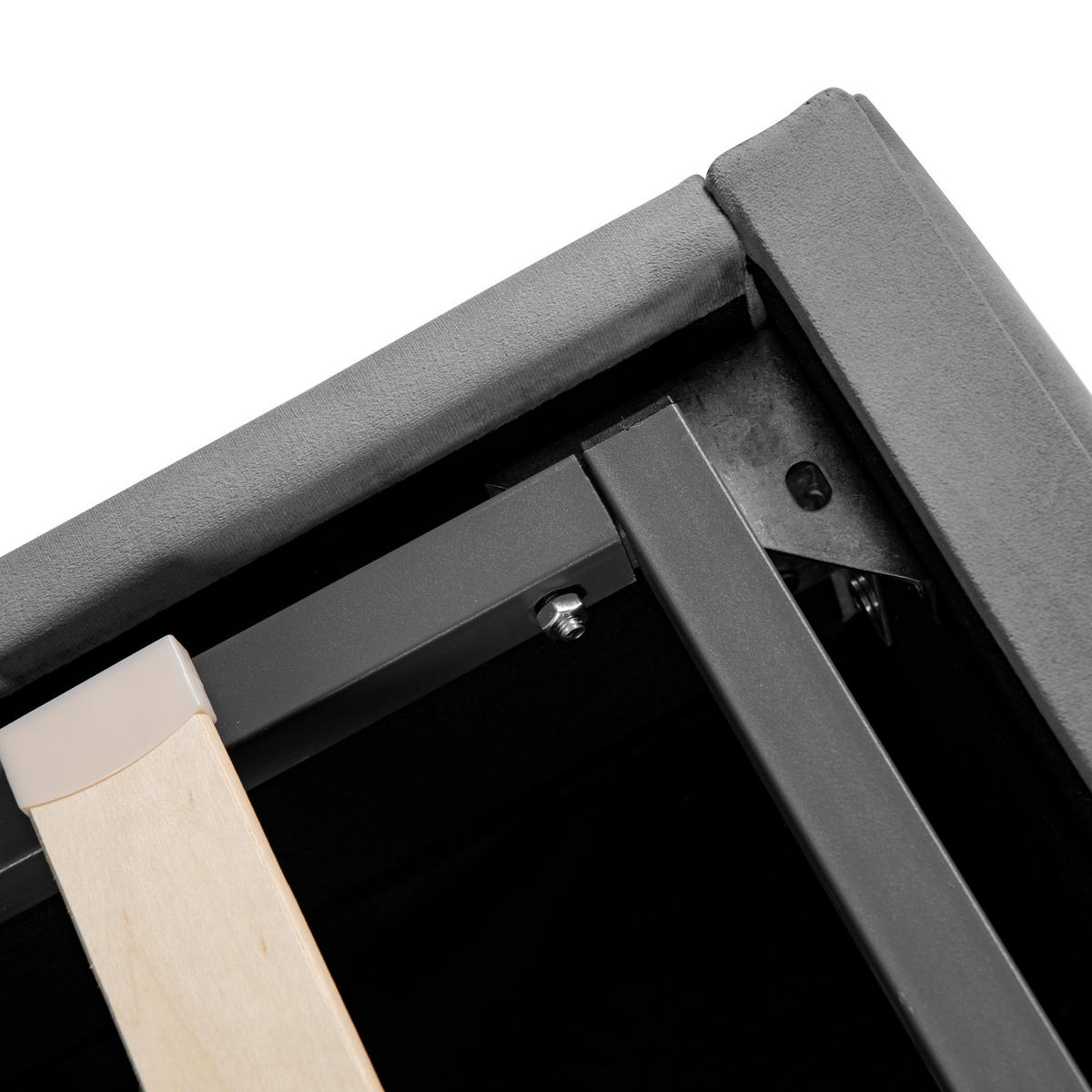 POLSTERBETT 180x200 Samt Hydraulisch Streifen Grau - Grau, Holz - FLIEKS