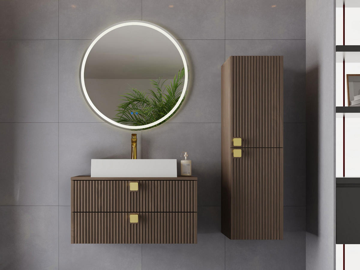 MOBILIER DE BAIE Gariano Bis III - auriu/culoare lemn de nuc, material plastic/compozit lemnos (80/42/46cm) - MIRJAN24