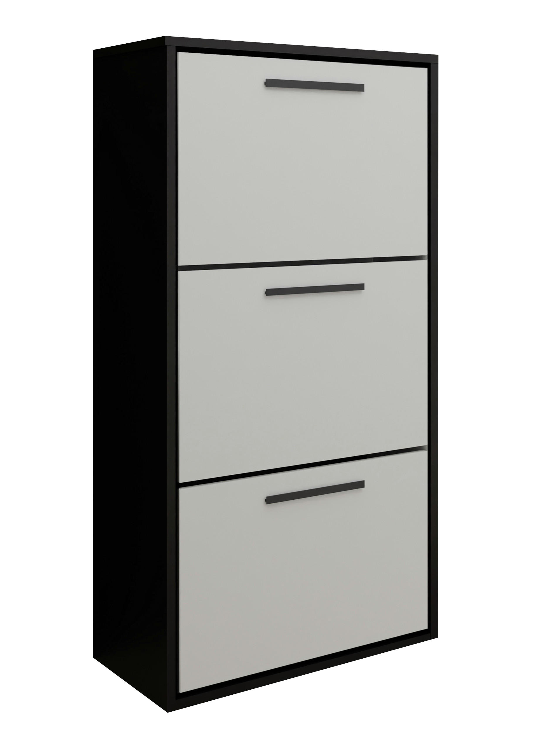 SCHUHSCHRANK Asper Schwarz & Weiß - Schwarz/Weiß, Holzwerkstoff (59/114.6/24cm) - Kier Furniture
