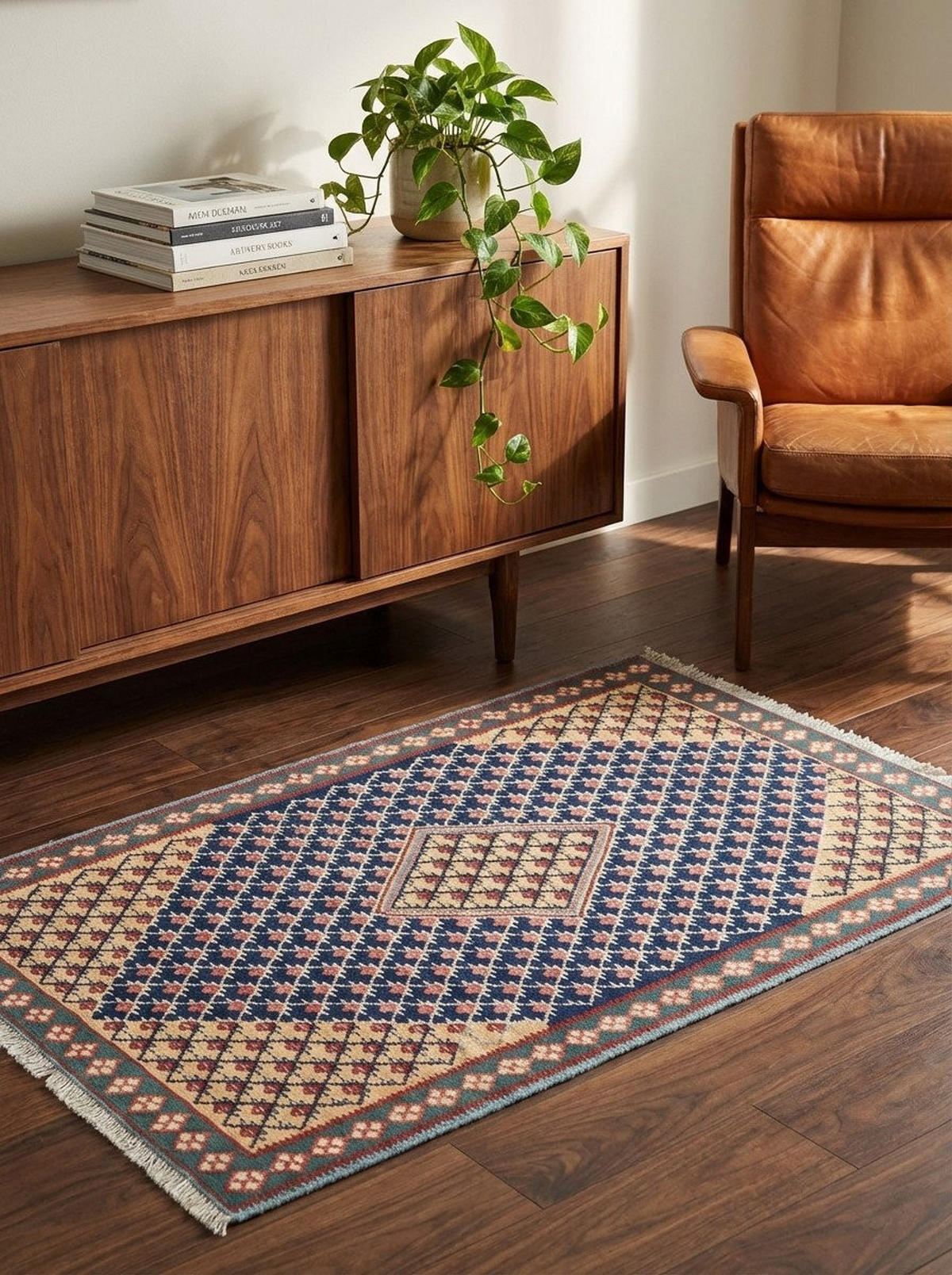 HANDWEBTEPPICH Senneh Kelim Blau 159/99 cm Schurwolle - Blau, Textil (99/159cm) - Looma