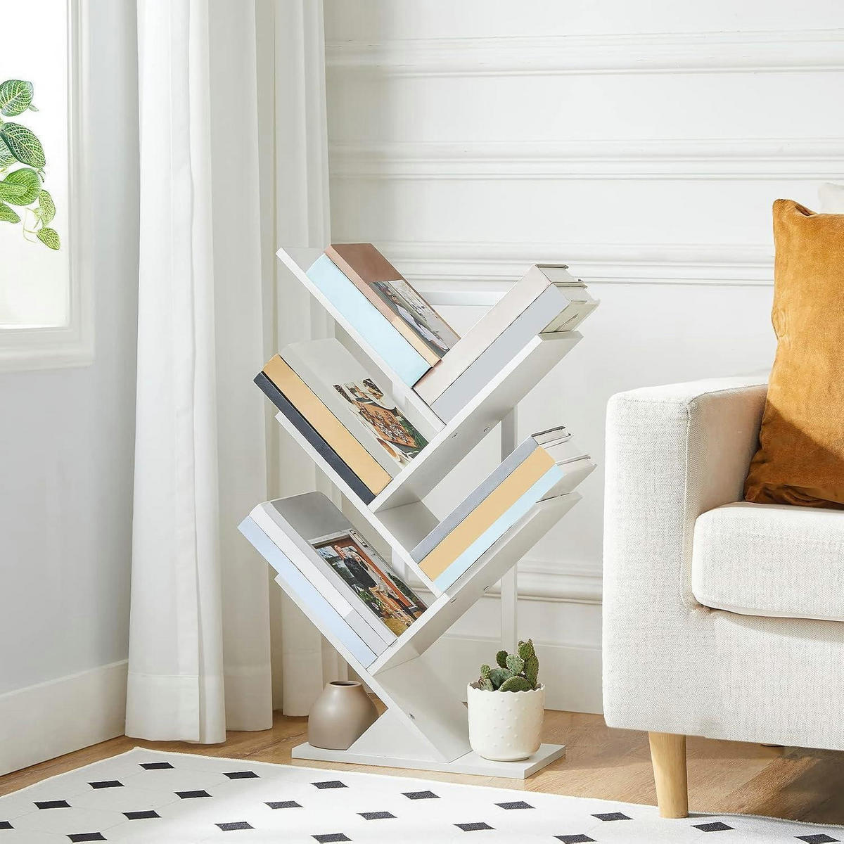BÜCHERREGAL Baumform 4 Ebenen Weiß - Weiß, Holzwerkstoff (34/71/20cm)