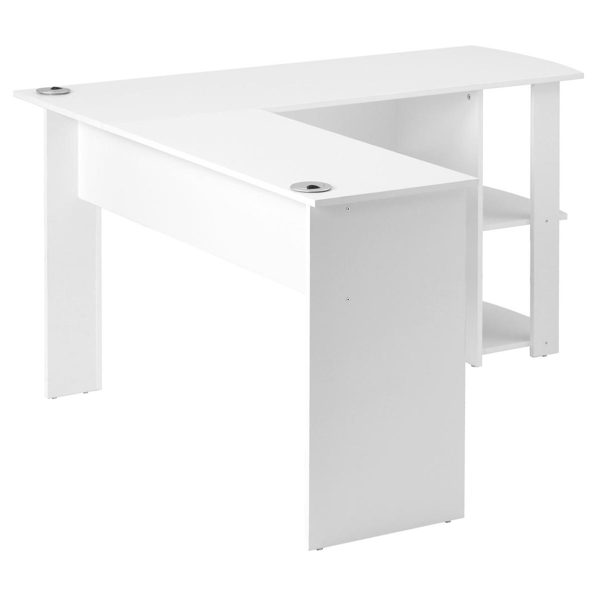ECKSCHREIBTISCH 140/50/75 cm weiß mit 2 Ablagen L-förmig - Weiß, Holzwerkstoff (140/140/75cm) - OKWISH