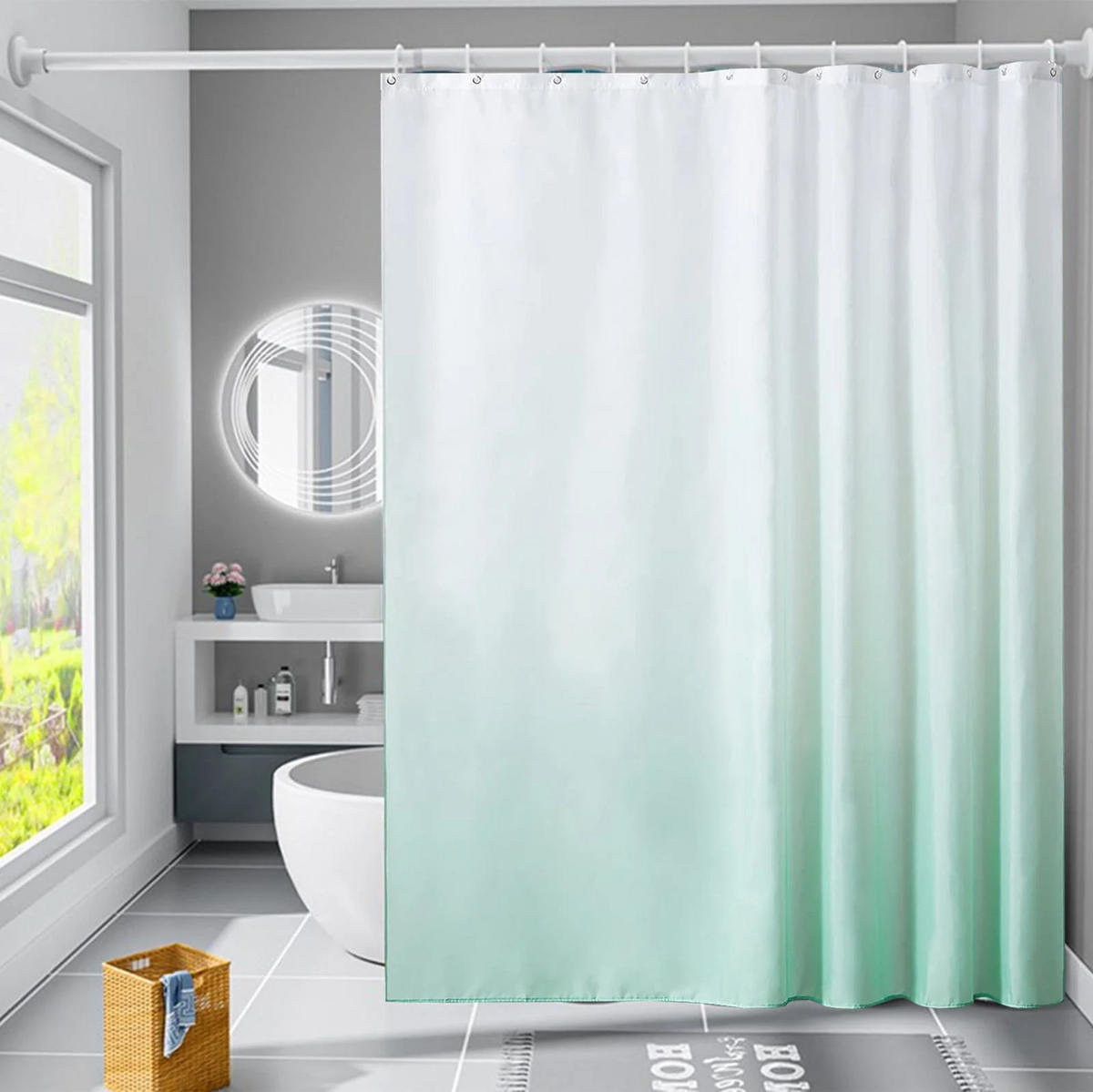 DUSCHVORHANG Hellgrün Polyester 120 x 200 cm wasserdicht schimmelresistent modern schlicht - Grün, Textil (120/200cm) - MCBOSON