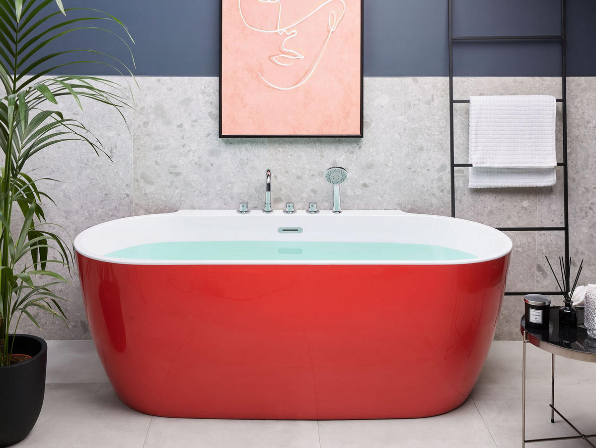 BADEWANNE FREISTEHEND 80x170x83 cm rot Rotso - Rot, Kunststoff (80/83/170cm) - Beliani