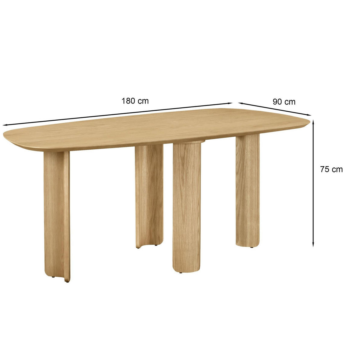 JEDÁLENSKÝ STÔL Calnes dekor dreva dub prírodný 180x90 cm - béžová, drevo/kompozitné drevo (90/180/75cm) - Selsey
