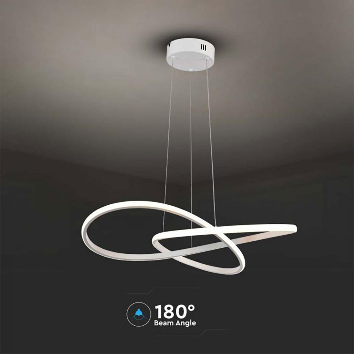 LED HÄNGELEUCHTE Alu Weiß geschwungen - Weiß, Metall (50/50/100cm)