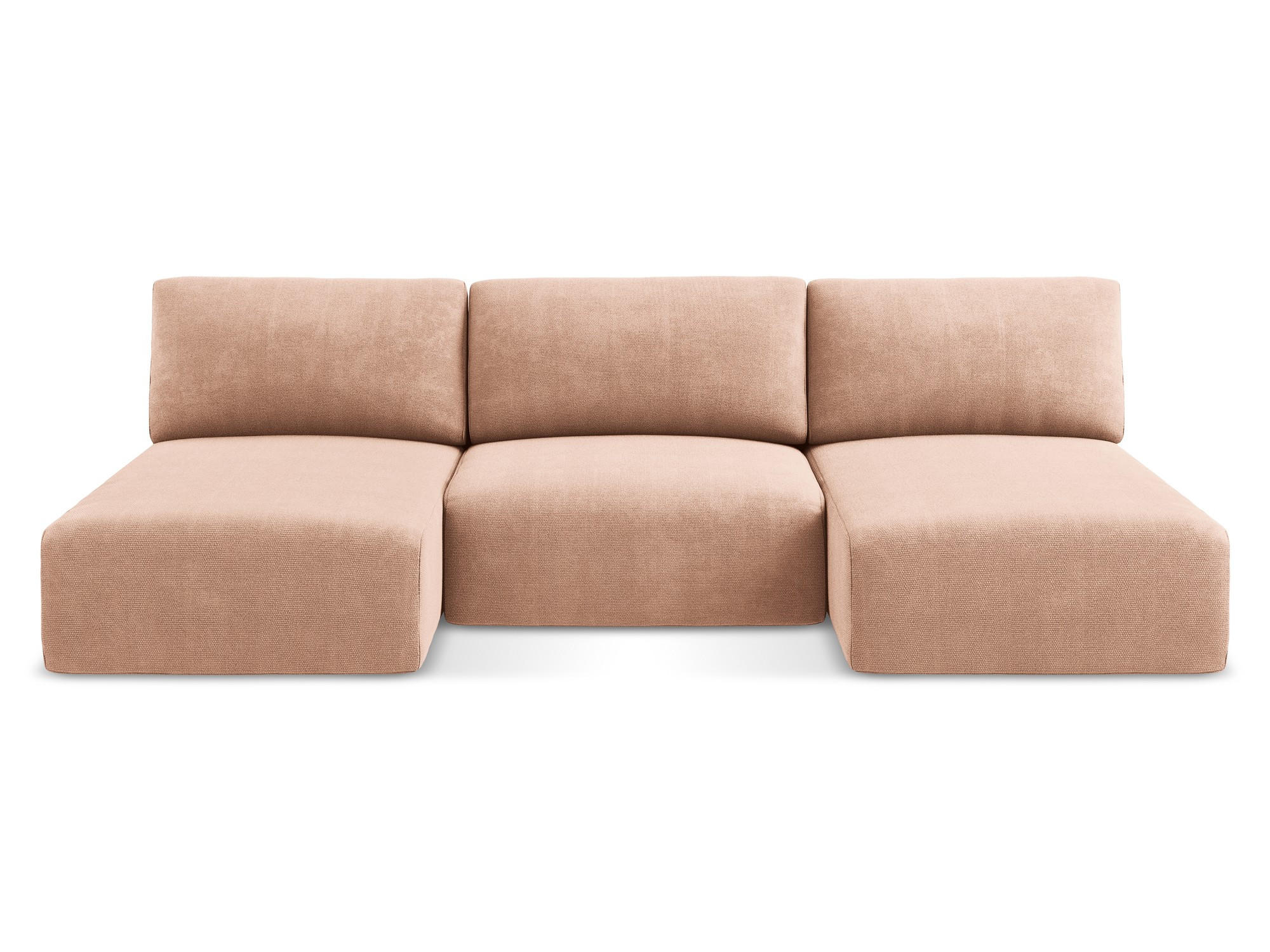 WOHNLANDSCHAFT Chenille Stoff Pink - Pink/Koralle, Kunststoff/Textil (304/79/149cm) - Makamii