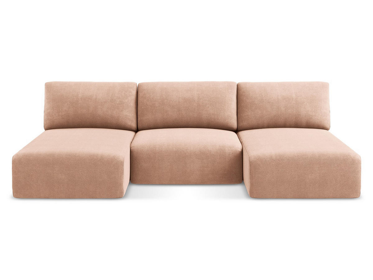 WOHNLANDSCHAFT Chenille Stoff Pink - Pink/Koralle, Kunststoff/Textil (304/79/149cm) - Makamii
