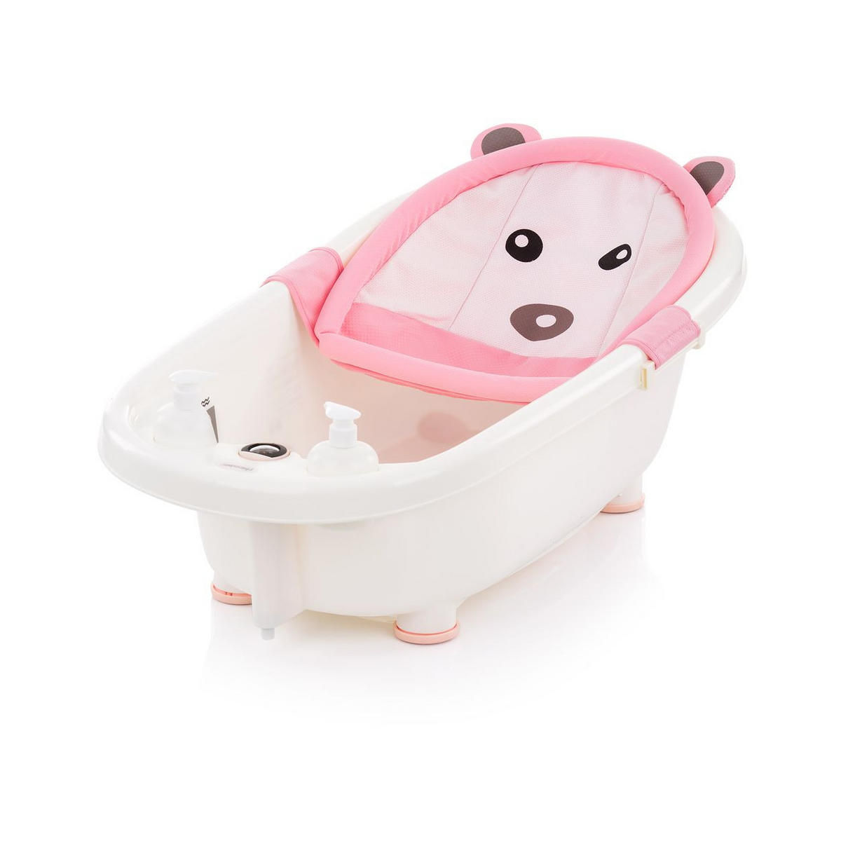 BABYBADEWANNE Netz Bär rosa Badewanneneinsatz Kunststoff-Clips ab Geburt - Rosa, Textil (40/45cm) - Chipolino