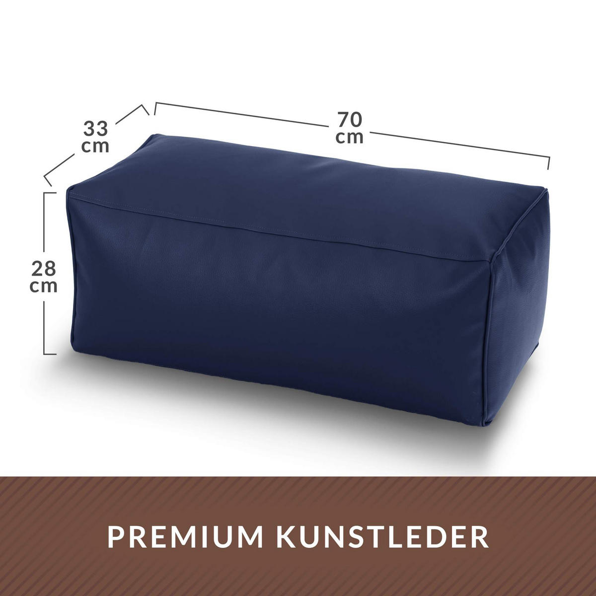 SITZSACK-HOCKER 70x33x28cm - KUNSTLEDER - Dunkelblau, Textil (33/28/28cm) - Green Bean