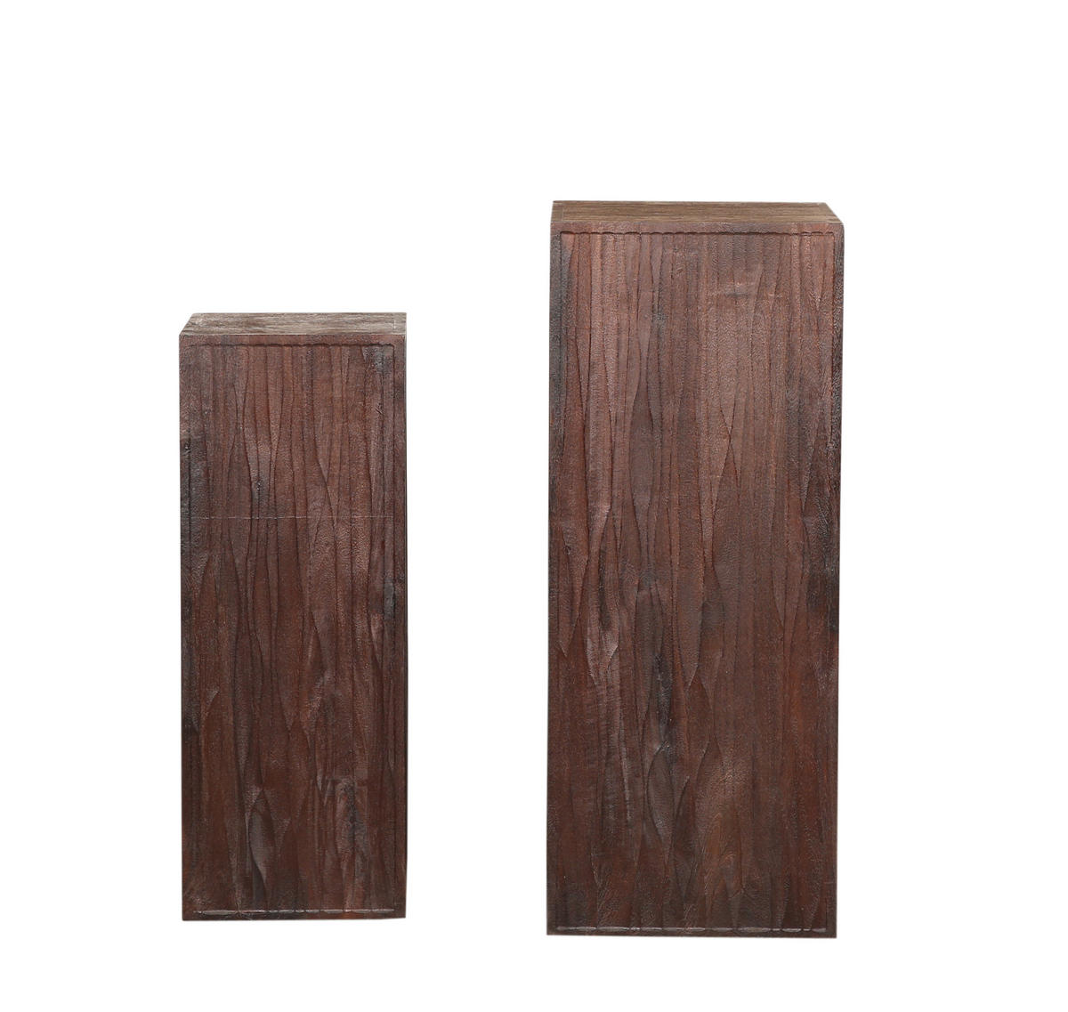 BLUMENSÄULE Riko Braun 35/35/90cm 2er-Set - Braun, Holz (35/35/90cm) - PTMD Collection