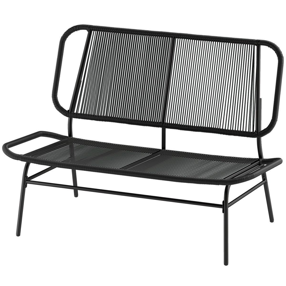 SOFA, 2-Sitzer, Rattan, gewebte Sitzfläche, schwarz - Multicolor, Holzwerkstoff (117/80/67cm) - FORIOUS
