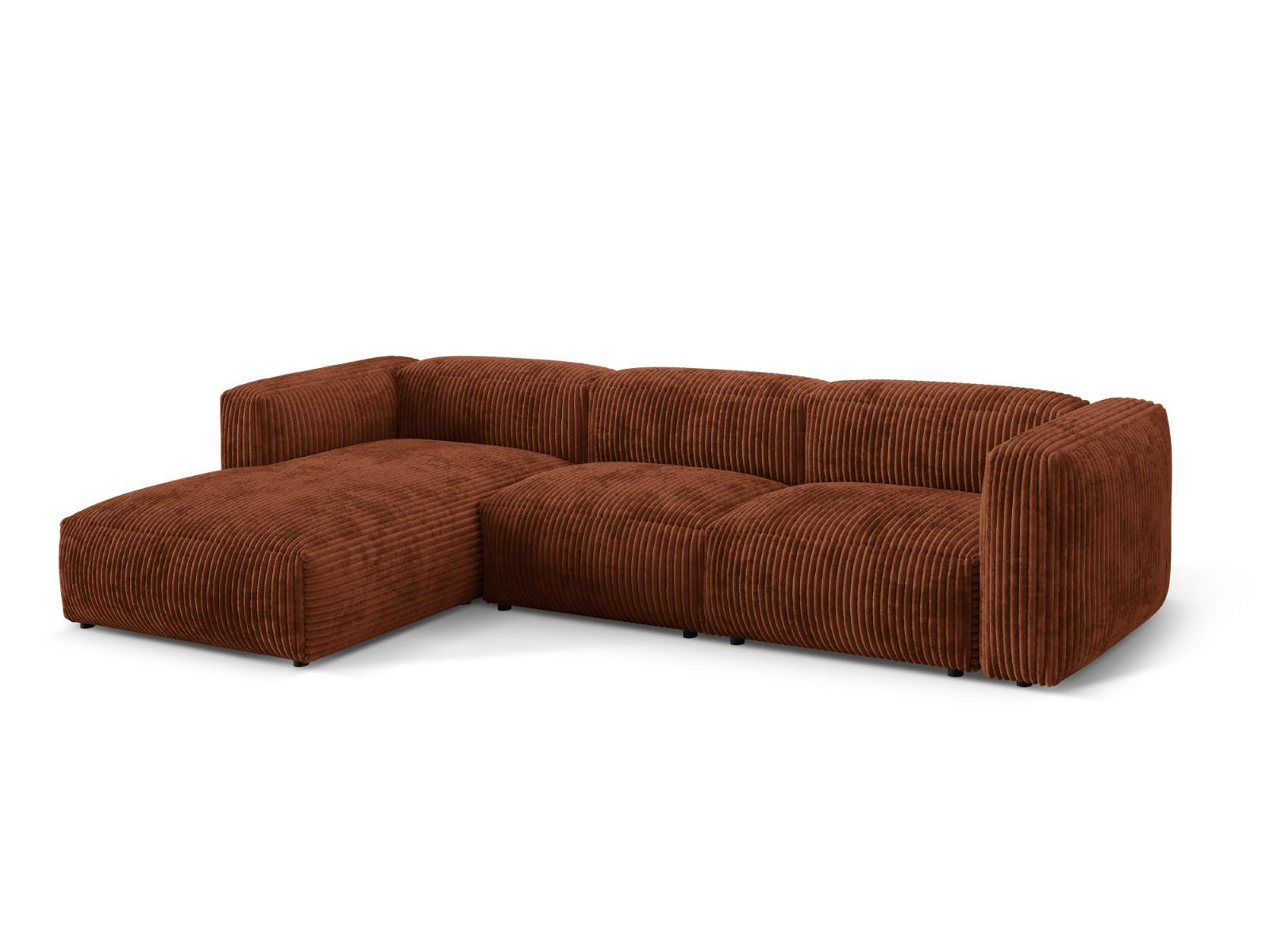 ECKSOFA modular links Martina aus Cord ziegelrot 3 Sitzplätze - Orange, Textil (176/332cm) - Micadoni
