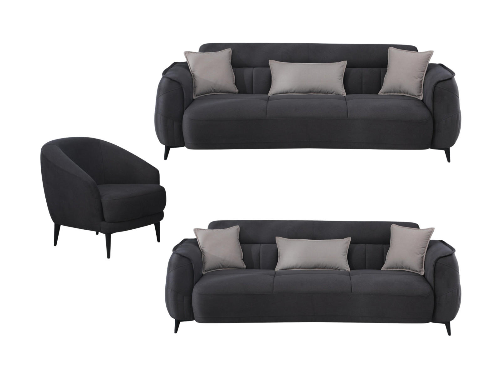 XXXLutz Sitzgarnitur Anthrazit 245x85x104 cm
