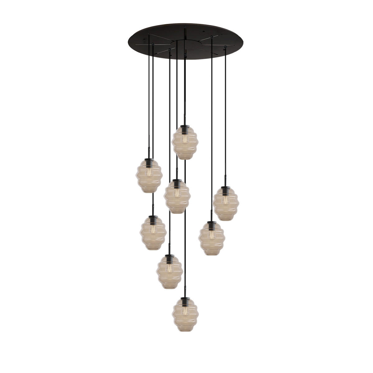 GALERIELEUCHTE Echos 8-flammig Klar Ø 18cm - Klar/Schwarz, Glas (18/18/20cm) - s.luce