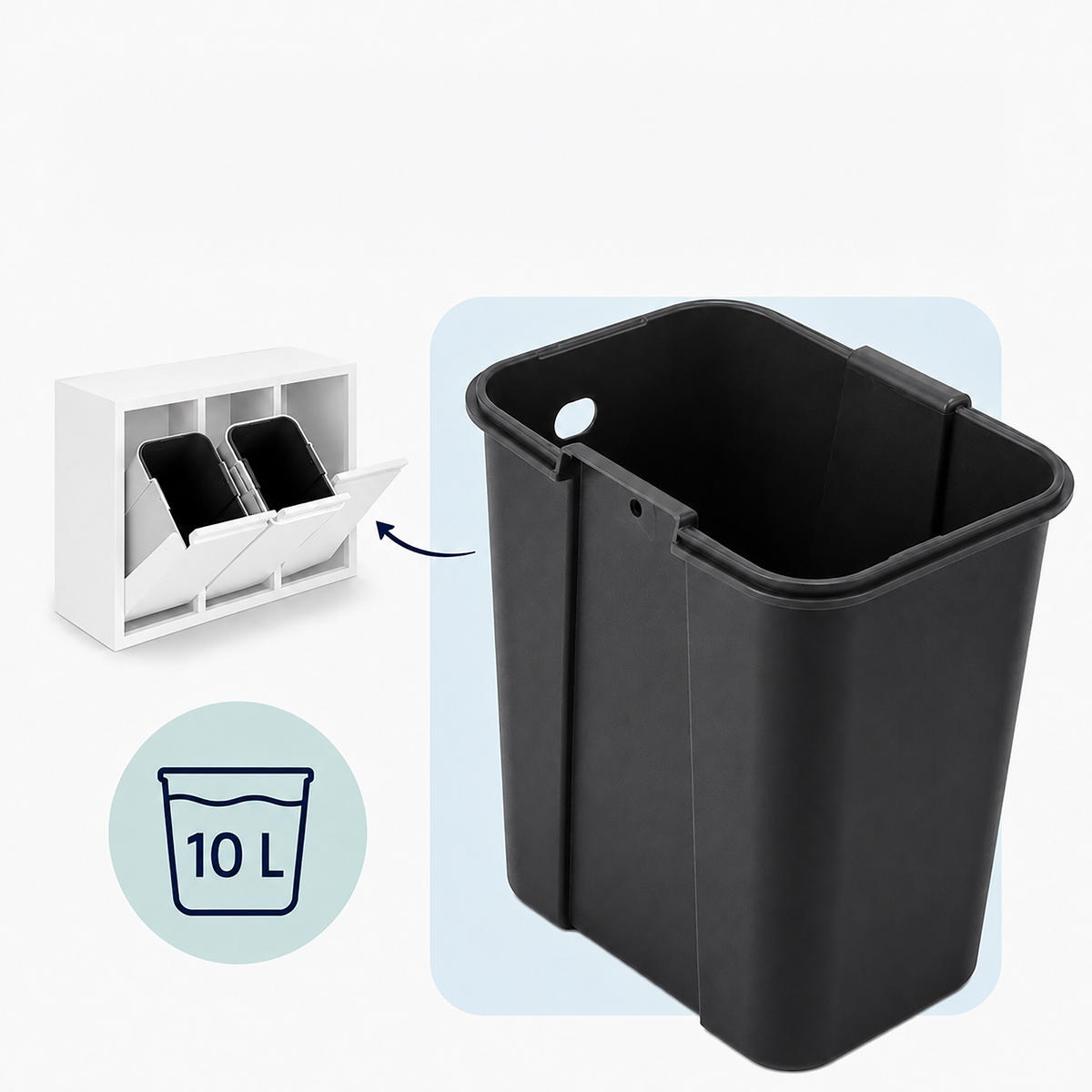 COȘ Alb rabatabil 3x10 l - alb, material plastic/metal (65/49/25cm) - Relaxdays