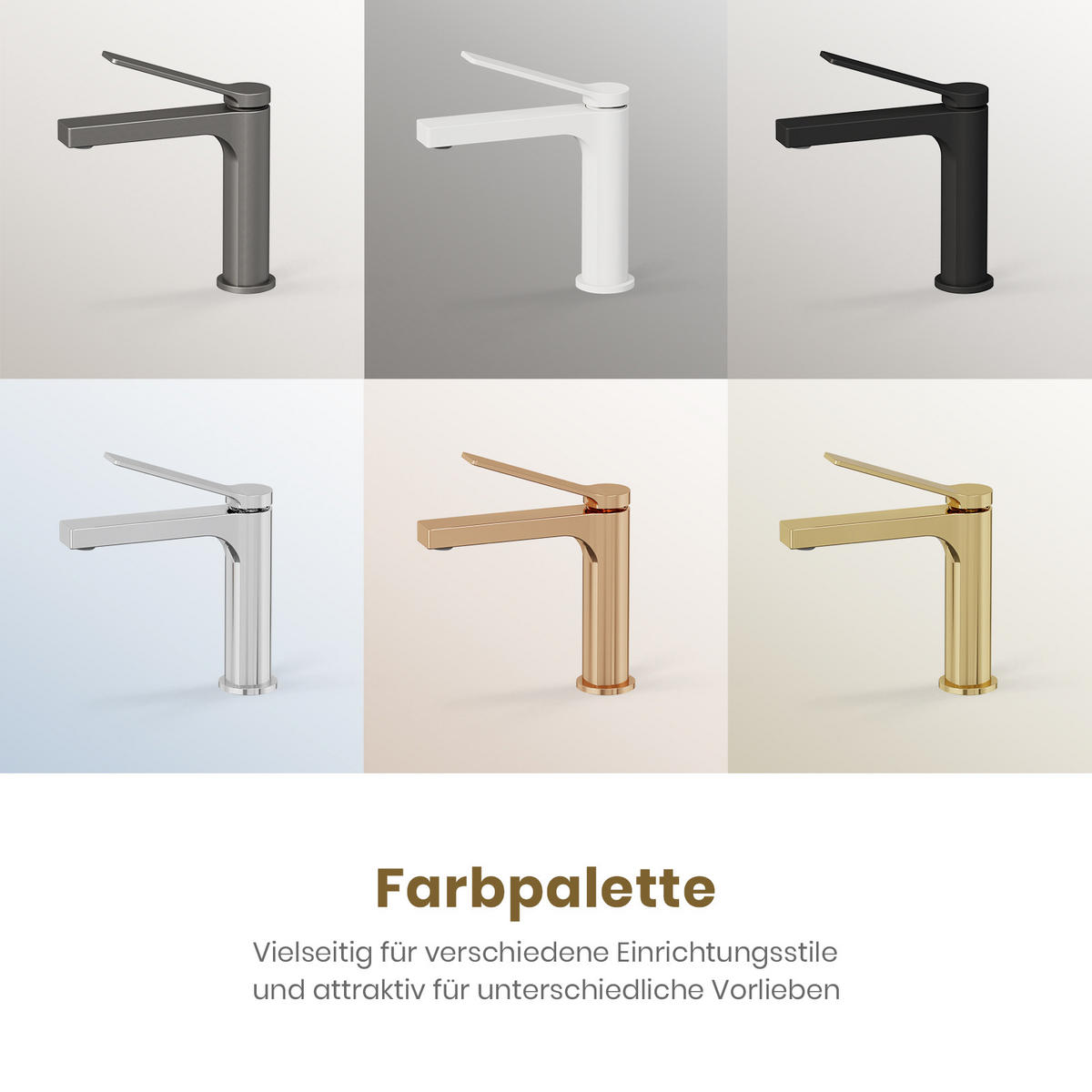 WASCHTISCHARMATUR mit Spulen-Zertifiziertem Filterelement Champagnergold - Goldfarben, Metall (17.3/4.6/19.5cm) - EMKE