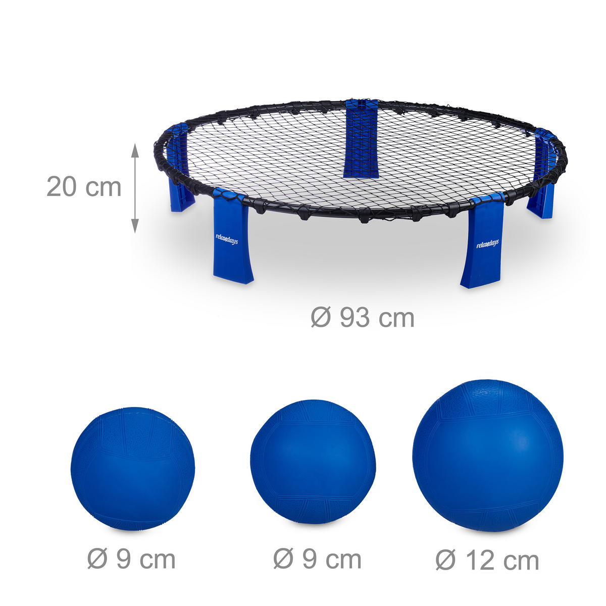 ROUNDNETSET - Schwarz, Kunststoff/Textil (93/93cm) - Relaxdays