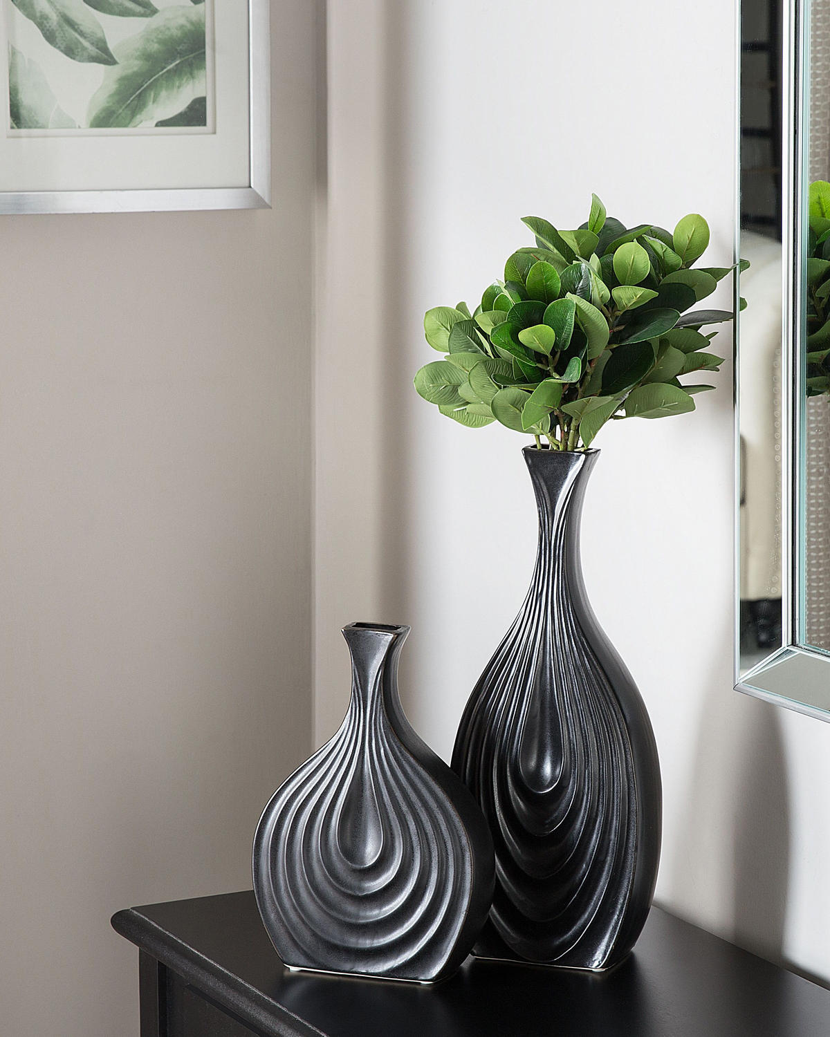 DEKOVASE Keramik schwarz Thapsus - Schwarz, Keramik (39cm) - Beliani