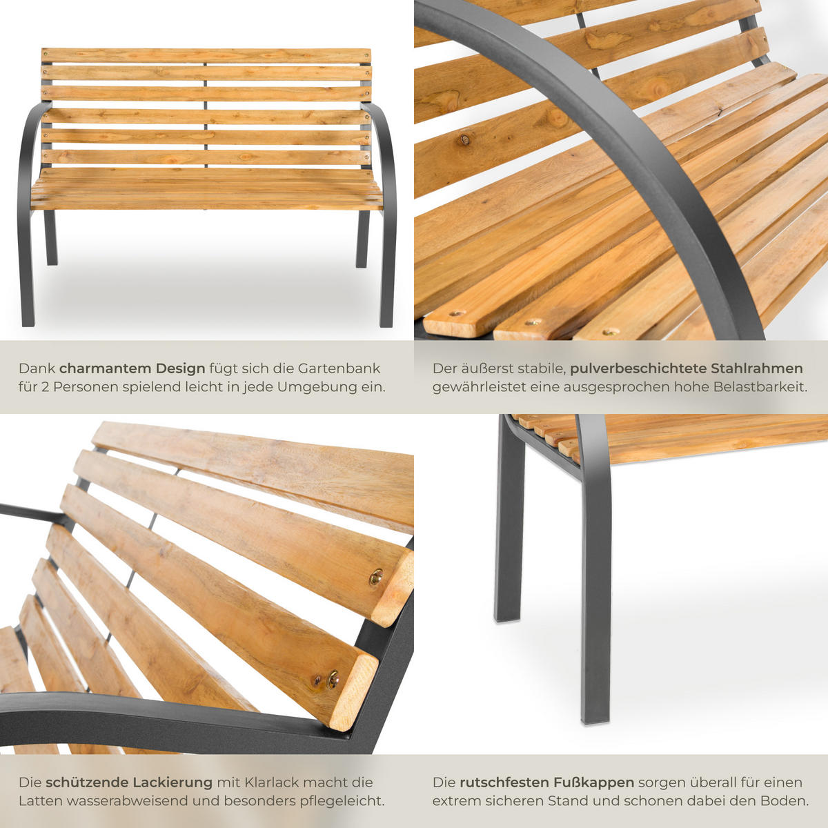 GARTENBANK Michaela,119,5 x 62 x 83 cm,braun - Braun, Holz (62/83/119.5cm) - tectake