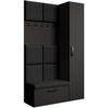 GARDEROBE Margaret I+IV 121/203/43 mit gepolsterten Paneelen - Schwarz, Holzwerkstoff/Kunststoff (121/203/43cm) - Beautysofa