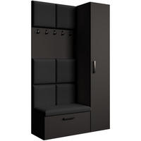 GARDEROBE Margaret I+IV 121/203/43 mit gepolsterten Paneelen - Schwarz, Holzwerkstoff/Kunststoff (121/203/43cm) - Beautysofa