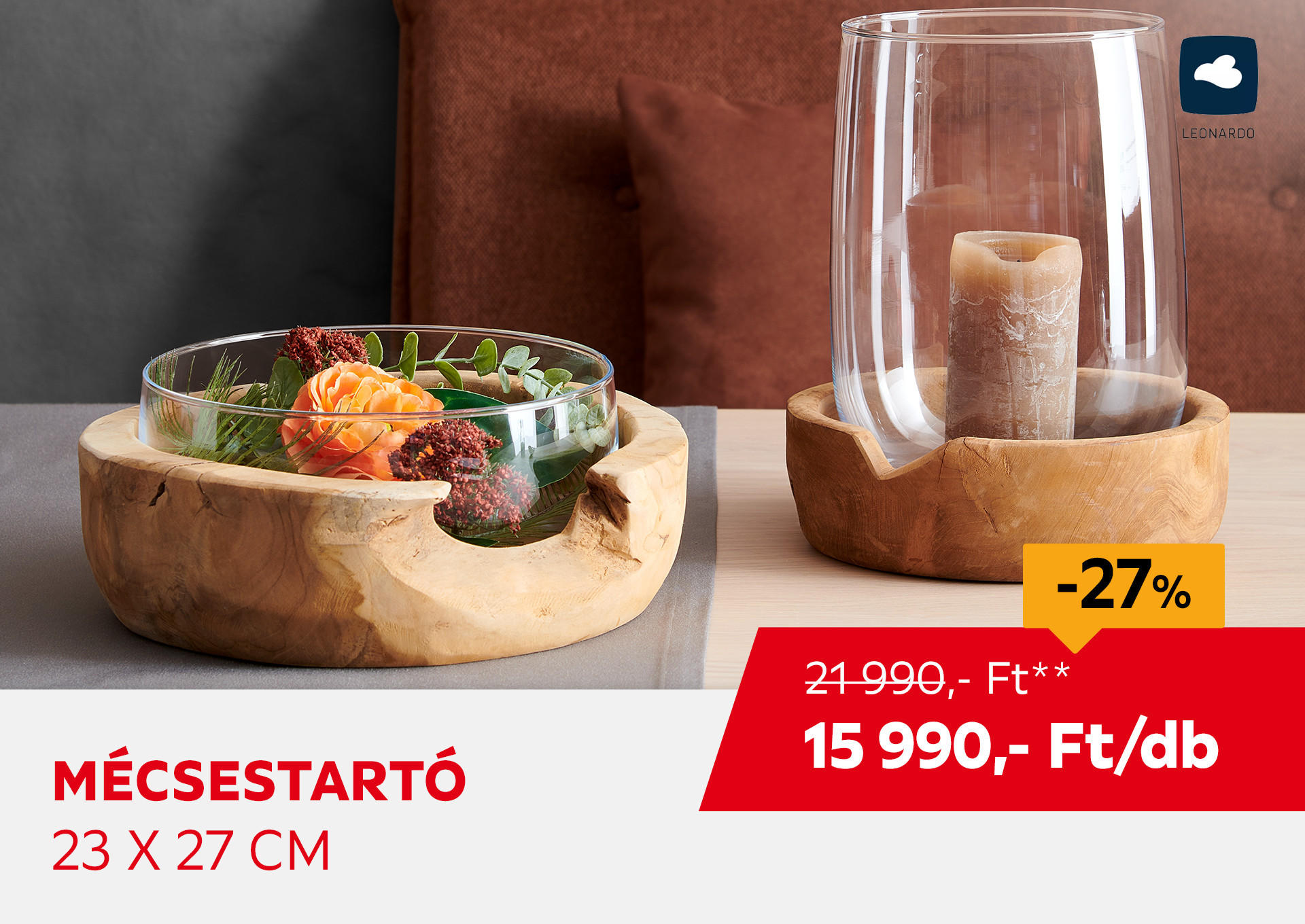 Mécsestartó, 23 x 27 cm Kiemelt termék 21990 Ft.- helyett 15990 Ft.-