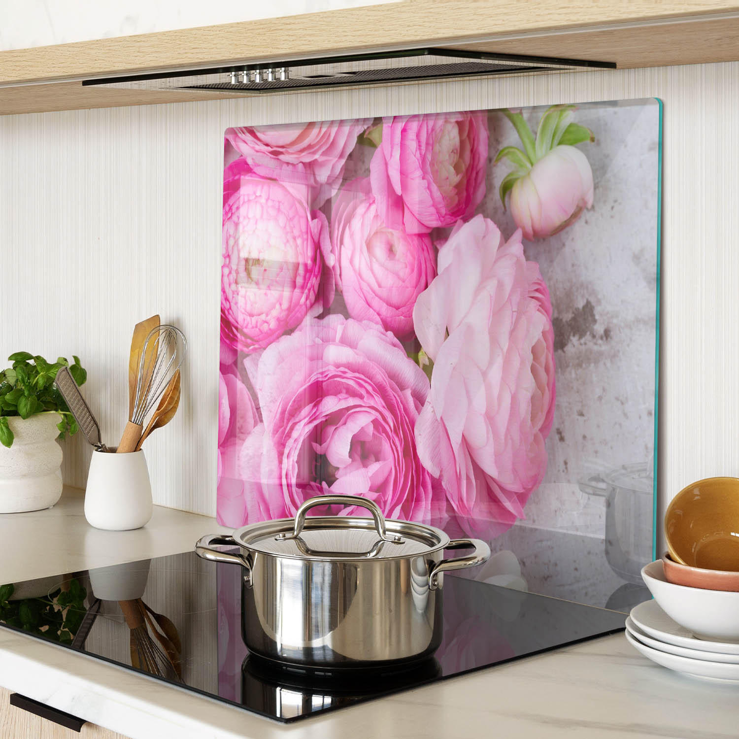 GLASPLATTE 60x52 cm Wildrosen - Pink, Glas (60/0.4/52cm) - TULUP
