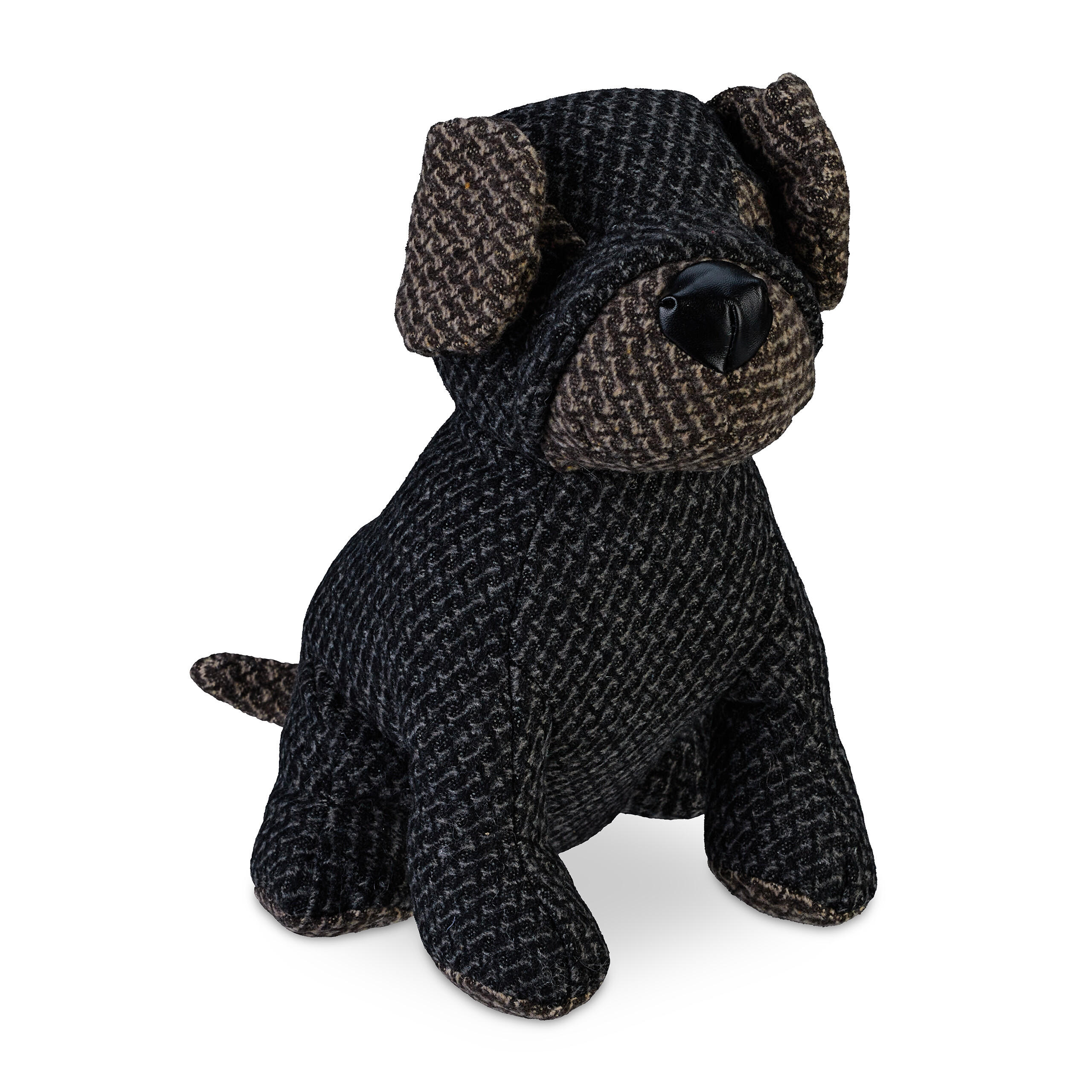 DÖRRSTOPP Grå Brun Hund sandfylld - Grå, Textil/Naturmaterial (18/22cm) - Relaxdays