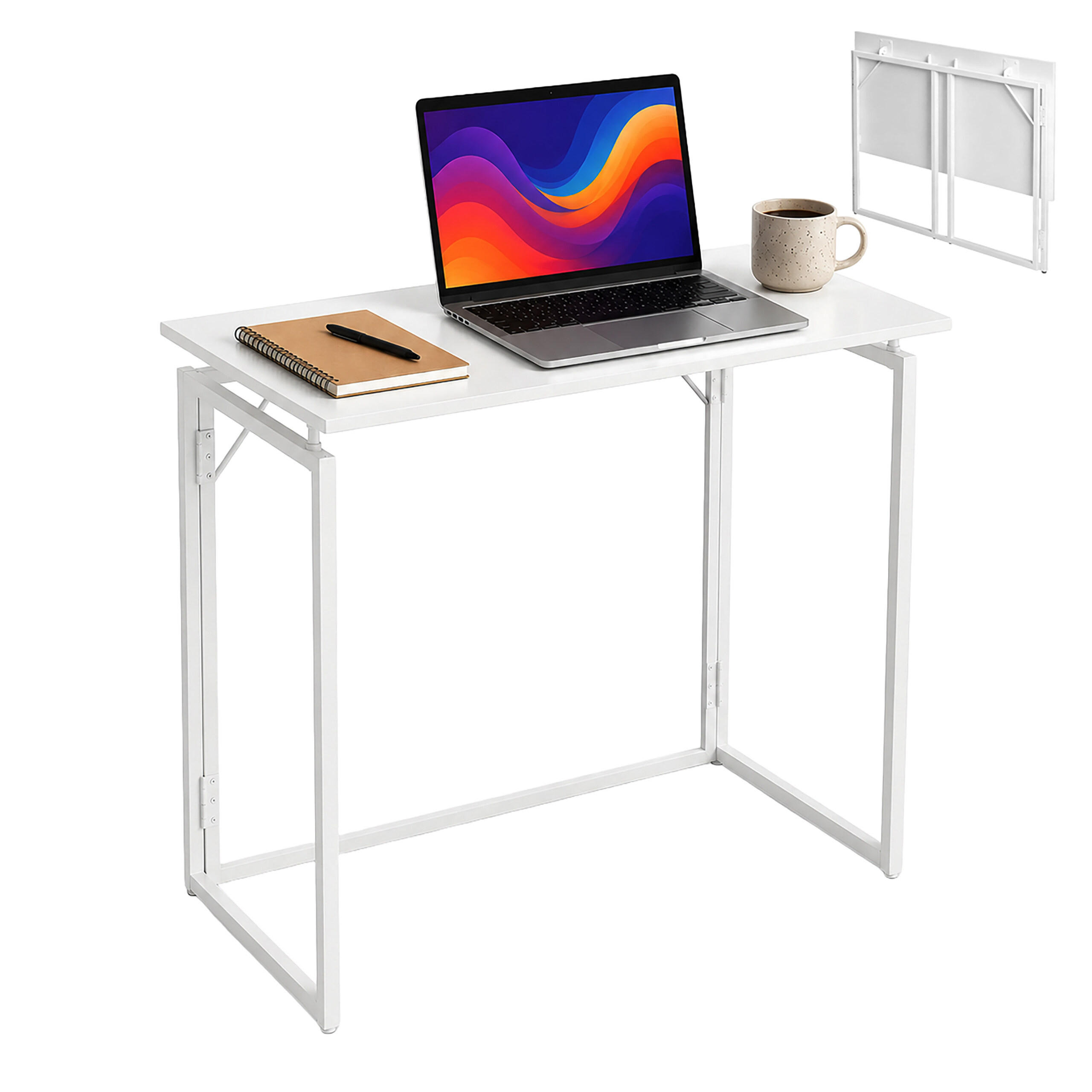SKRIVBORD vit hopfällbart 80x40 cm - Vit, Träbaserade material/Metall (40/80/74cm) - Relaxdays